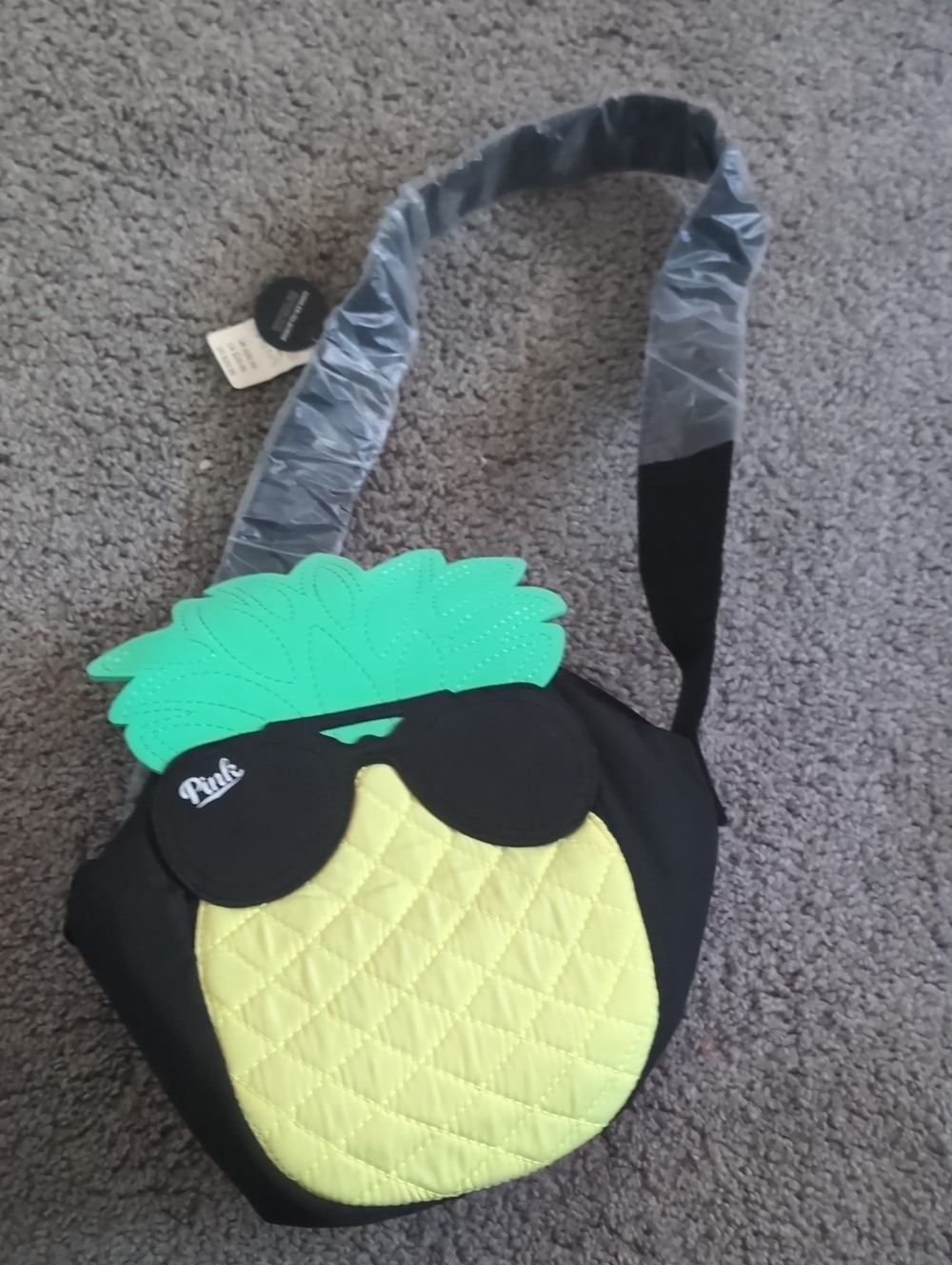 NWT Pineapple Crossbody Bag with Sunglasses Detail - Black, Yellow, Mint